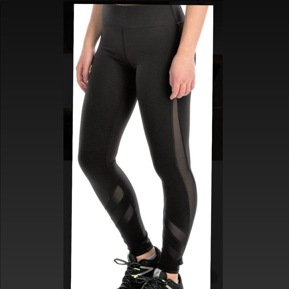 black mesh detail leggings